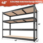 REIBII 48" W Garage Shelving Heavy Duty 2550 LBS Storage Shelves 4 Tier Heavy - Image 2