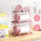 2 Pack Trash Bag Holder with Bamboo Top, Stackable Storage Bathroom Organizer - Image 8