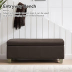 41" Faux Leather Storage Ottoman, Stitch Tufted Rectangle Upholstered End of - Image 6