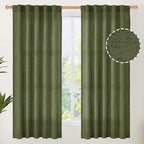 YoungsTex Olive Green Linen Curtains 63 Inch Length by YoungsTex