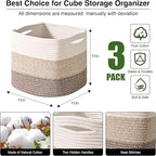 11 Inch Cube Storage Bins, Storage Cube Organizer Bins, Woven Cotton Rope - Image 2