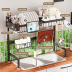 Over The Sink Dish Drying Rack, Expandable Height and Length, 2 Tier Large - Image 4