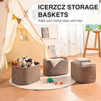 Storage Baskets for Organizing Shelves, Woven Cotton Rope Bins for Baby Nursery - Image 6