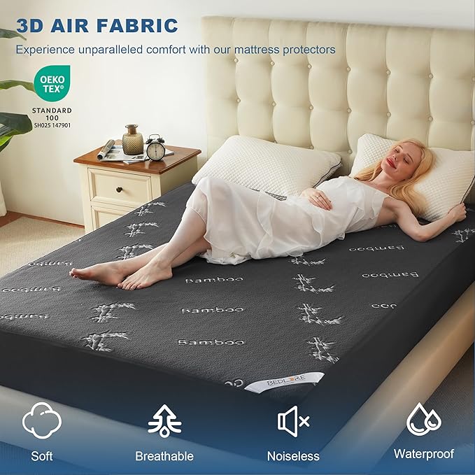 BEDLORE King Size Mattress Protector Waterproof, Mattress Pad Fitted 6-18 Inch - Image 3