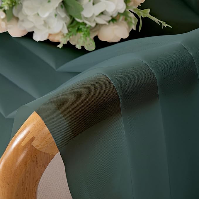 Chyhomenyc Hunter Green Sheer Curtains 63 Inch Length 2 Panels, Rod Pocket - Image 6