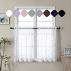 Aiyufeng White Sheer Curtains Tiers 36 Inch Length 2 Panels Set, Airy by Aiyufeng