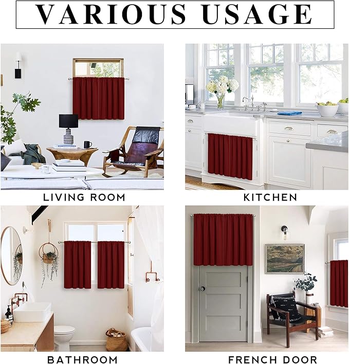RYB HOME Blackout Curtains for Kitchen, Over Sink Privacy Curtains Window Decor - Image 5