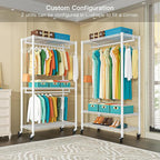 FUTASSI P1 Heavy Duty Garment Rack, 3 Tiers Adjustable Rolling Metal Closet - Image 4