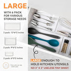 6 Pack Large Clear Plastic Drawer Organizer Trays – Non-Slip Storage Bins - Image 3