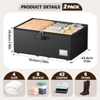 Underbed Storage with Wheels, 2 Pack Under Bed Storage Containers with Clear - Image 2