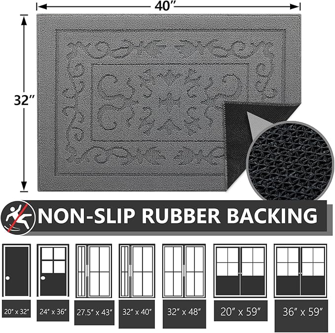 FONEYI Indoor Door Mat 32" x 40", Dirt Trapper Door Mats Non-Slip Entryway Rugs - Image 2