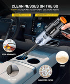 Car Vacuum Portable Cordless, 35000PA High Power Suction & Blower, Cordless - Image 4