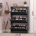 Shoe Storage Cabinet with 3 Flip Drawers, Narrow Shoe Rack Cabinet, - Image 7