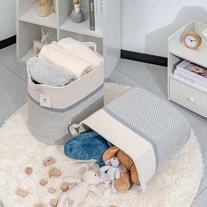 Storage Baskets for Clothes Fabric Cotton Rope Storage Basket - Image 5