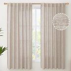YoungsTex Beige Linen Semi Sheer Curtains 63 Inch Length by YoungsTex