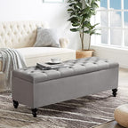 Storage Ottoman 50.2 Inches Upholstered Fabric Bench，Button Tufted - Image 9