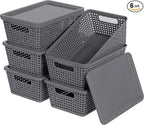 Plastic Storage Baskets With Lid, Storage Bins by Unknown