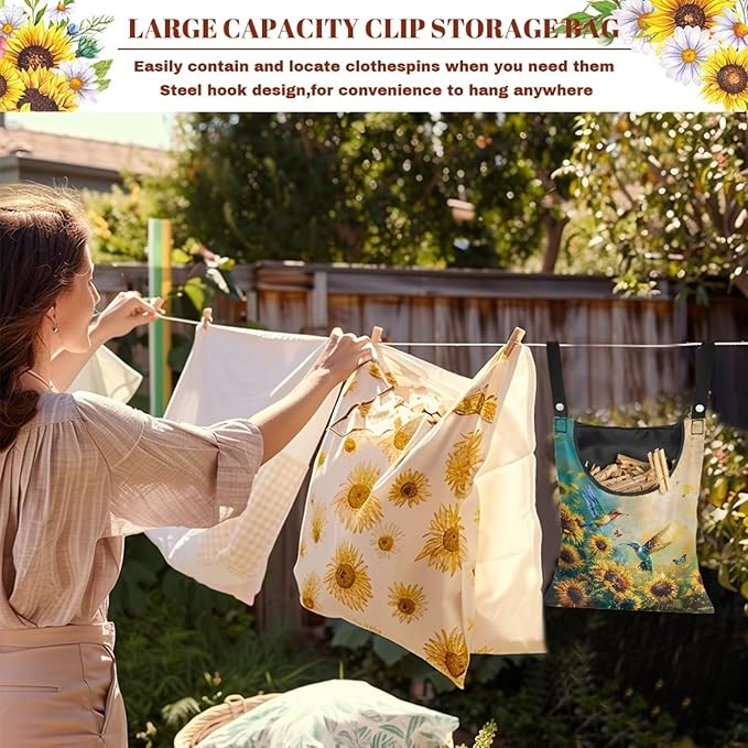 Clothes Pin Hanging Bag with Big Opening Storage Clothes Pins & Mini - Image 6
