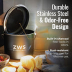 Black Stainless Steel Compost Bin | 6.5L Odor-Free Kitchen Countertop Food - Image 2