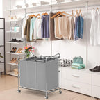 Simple Houseware Heavy-Duty 3-Bag Laundry Sorter Cart - Image 3