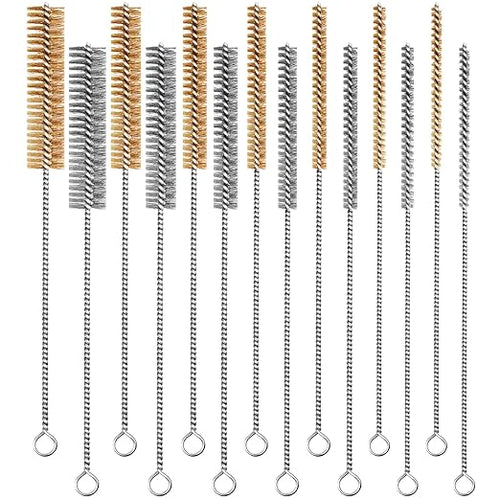 14-Pieces Brass Wire Brush Stainless Steel Tube Brush Set 12" Round Wire by Unknown