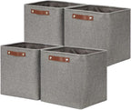 DULLEMELO 12 inch Cube Storage Bins, Large Collapsible Grey Storage Baskets by DULLEMELO