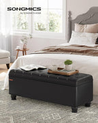 SONGMICS Storage Ottoman, Storage Bench, Tufted Entryway Bedroom Bench - Image 4