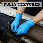 TitanFlex Heavy-Duty Blue Nitrile Gloves, Fully Textured, Mechanic Disposable - Image 3