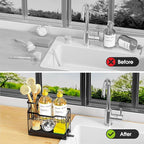 2-Tier Kitchen Sink Caddy with High Brush Holder&Self-Draining Tray, - Image 6
