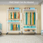 FUTASSI P1 Heavy Duty Garment Rack, 3 Tiers Adjustable Rolling Metal Closet - Image 3