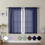 Aiyufeng Navy Curtains 45 Inch Length 2 Panels Set, Farmhouse Soft Airy by Aiyufeng