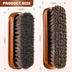 2 Pcs Horsehair Shine Shoes Brush Kit Polish Dauber Applicators Cleaning - Image 2
