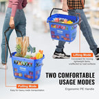 VEVOR Shopping Carts with Handles, 39L Plastic Rolling Shopping Basket with - Image 5