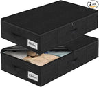 Under Bed Storage Container Bins 2 Pack, Low Profile Foldable Underbed Clothes by KUKIKAN