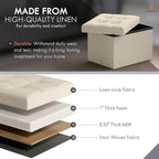 Ornavo Home Small Storage Ottoman, Foldable Collapsible Rectangle Linen Ottoman - Image 4