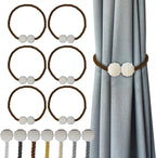 Hion Magnetic Curtain Tiebacks Dark Brown 6 Pack, Curtain Tiebacks Buckles by Hion