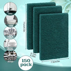 Hoolerry 150 Pcs Heavy Duty Scouring Pads Non Scratch Household Scrub Pads - Image 2