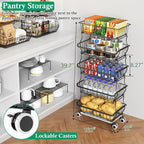 5 Tier Fruit Basket for Kitchen, Stackable Bins Wire Rack - Image 2