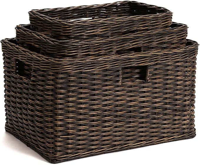The Basket Lady Tall Rectangular Wicker Storage Basket, 20 in L x 13 in W x 11 - Image 5