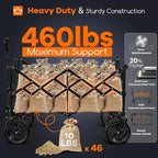 38"L Collapsible Wagon Cart Foldable, 460lbs Weight Capacity 220L Heavy Duty - Image 3