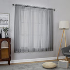 Chyhomenyc Sheer Window Curtains 63 inch Length 2 PCS- Rod Pocket Living Room - Image 2