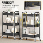 TOOLF 3 Tier Rolling Cart Storage Organizer, Metal Rolling Utility Car - Image 3