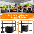 Storage Shelves Heavy Duty 3 PCS, 4-tier Adjustable Metal Industrial Utility - Image 5