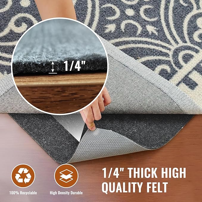 Felt Rug Pad, 5 x 7 Ft Rubber Non-Slip Rug Pad Gripper, Keep Rugs Secure and in - Image 4