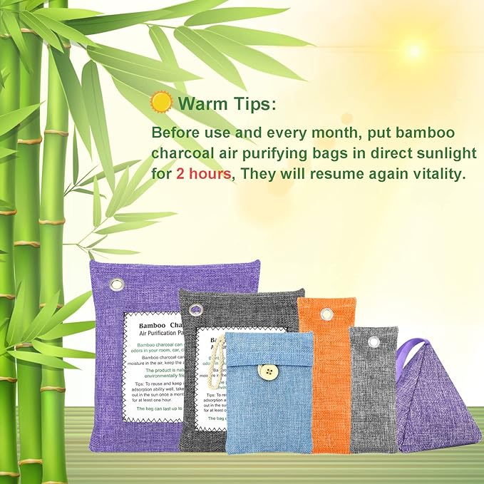 Bamboo Charcoal Bags Odor Absorber 12 Pack×100g Bamboo Charcoal Air Purifying - Image 2
