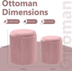Round Ottoman with Storage Set of 2, Vanity Stool with Storage - Image 3