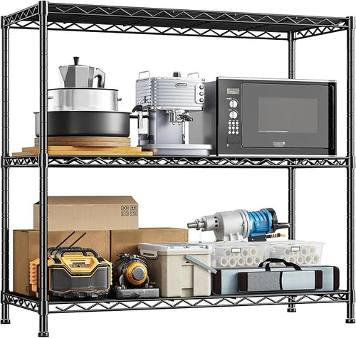 3- Shelf Metal Shelving Unit 35.6Wx14Dx36H Adjustable Storage Shelves Heavy by Durayloly