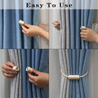 6 Pack Beige Strong Magnetic Curtain Tiebacks Outdoor Elegant Decorative Tie - Image 4