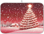 Christmas Tree Red Dish Drying Mat by Wamika