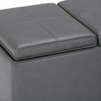 SIMPLIHOME Avalon 42 inch Wide Contemporary Rectangle Storage Ottoman in Stone - Image 7